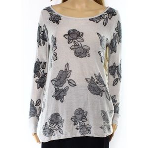 Frenchi gray light knit top with flowers